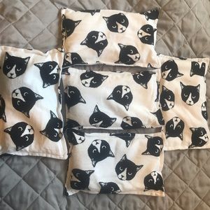 Handmade rice hot/cold bag flannel cat pattern